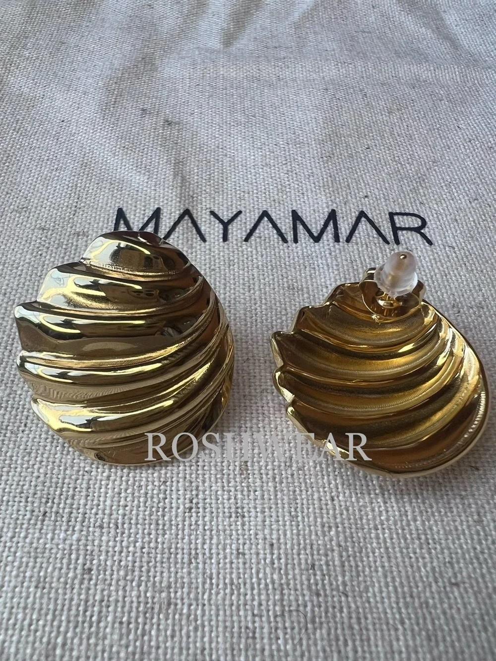 Mayamar Gold-Tone Sculpted Wave Earrings NWOT